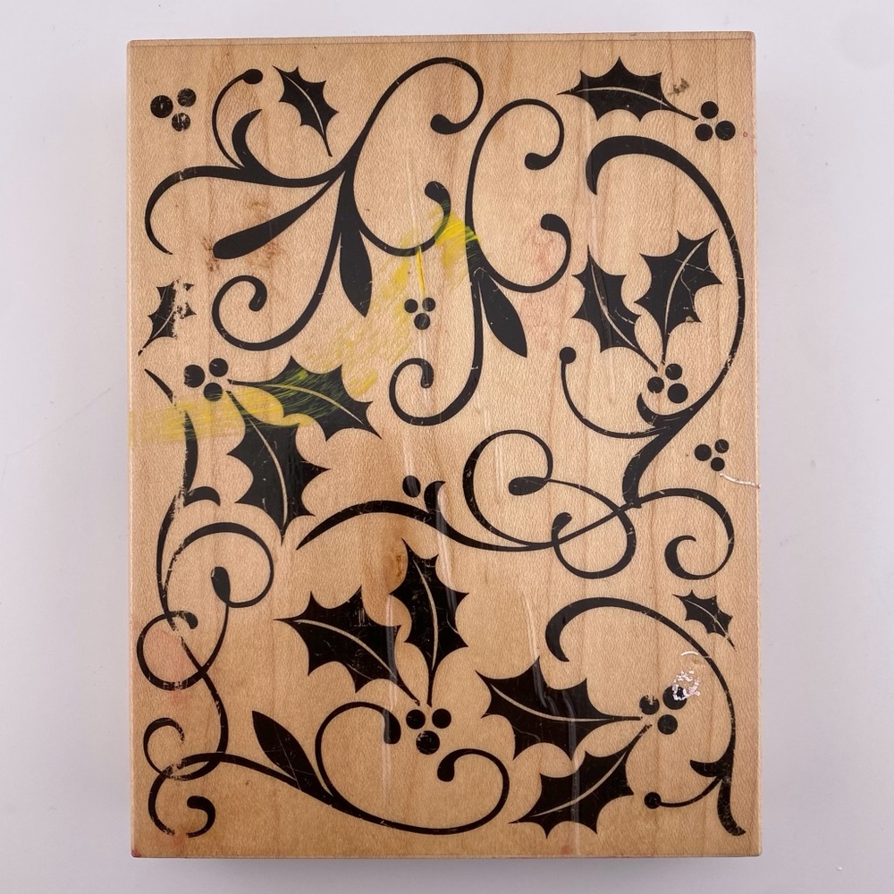 Hero Arts Holly Flourish Wood Mounted Rubber Stamp.